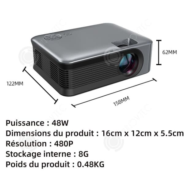 INN Videoprojektor 480P 16cmx12cmx5.5cm dimensioner maskinprojektion portabilitet WiFi bluetooth stöd elektrisk fokus TV