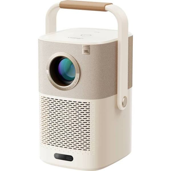 Yaber T2Plus LED-projektor 450 Lumen ANSI 1920 x 1080 Full HD batteridrift, 4K-kompatibel, JBL i högtalare Brun, Gräddfärgad