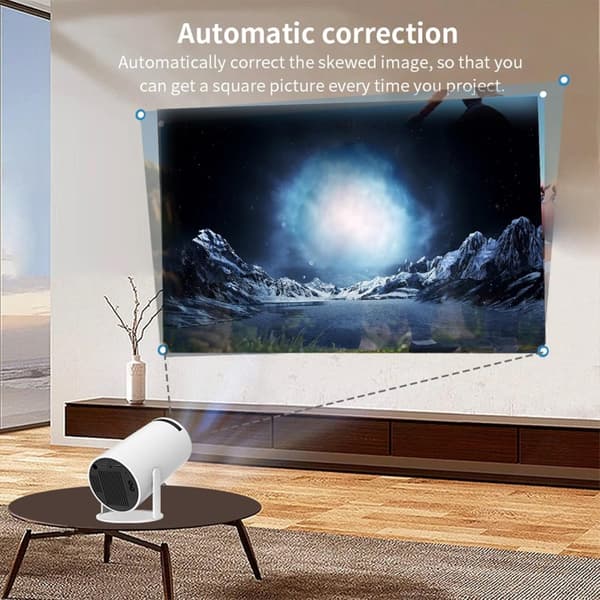 Projektor, vridbar projektor, miniprojektor med WiFi och Bluetooth, 180° rotation, 1080p stödd, filmprojektor utomhus liten projektor