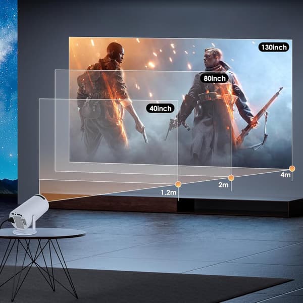 Projektor, vridbar projektor, miniprojektor med WiFi och Bluetooth, 180° rotation, 1080p stödd, filmprojektor utomhus liten projektor
