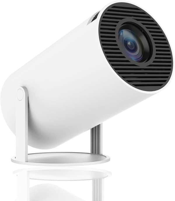 Projektor, vridbar projektor, miniprojektor med WiFi och Bluetooth, 180° rotation, 1080p stödd, filmprojektor utomhus liten projektor