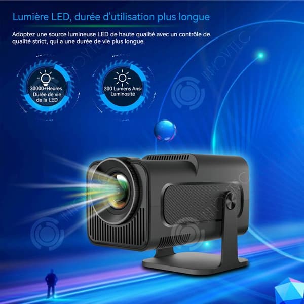 INN Bärbar projektor för hemmet 4K 1080P 180 grader Wifi6 Bluetooth 5,0 projektor för camping och utomhusspel