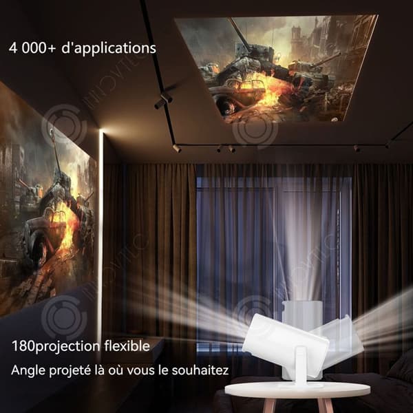 INN Bärbar projektor för hemmet 4K 720P 180 grader Wifi6 Bluetooth 5,0 projektor för camping och utomhusspel