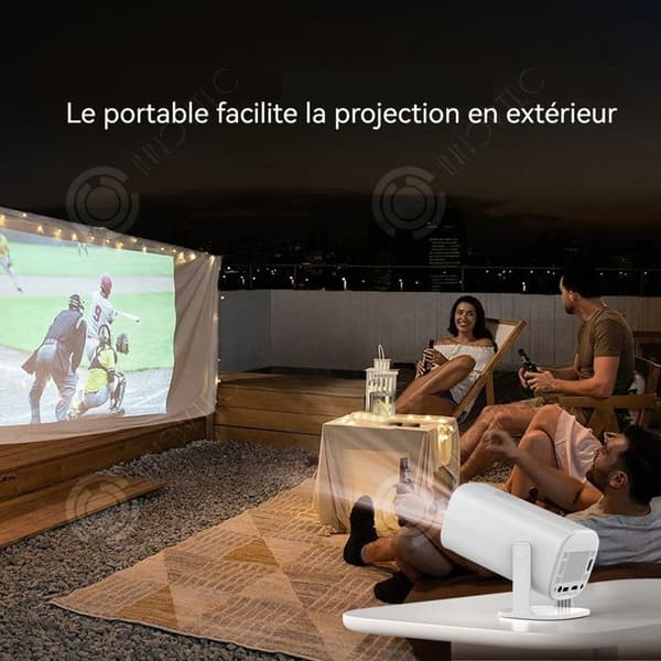 INN Bärbar projektor för hemmet 4K 720P 180 grader Wifi6 Bluetooth 5,0 projektor för camping och utomhusspel