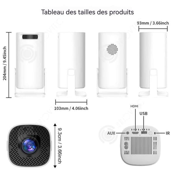 INN Bärbar projektor för hemmet 4K 720P 180 grader Wifi6 Bluetooth 5,0 projektor för camping och utomhusspel
