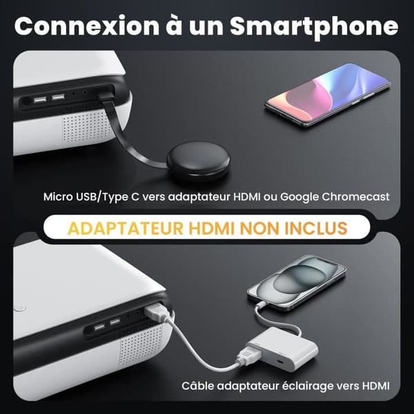 Projektor - HOPVISION - 4K - Mini Projektor Bluetooth 5.1 - 9500 Lumen - FHD 1080p