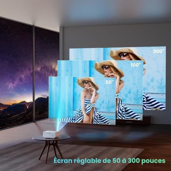 Projektor - HOPVISION - 4K - 12000 Lumen - Nativ 1080P - WiFi Bluetooth