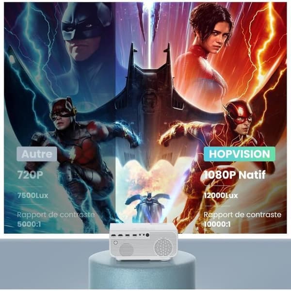 Projektor - HOPVISION - 4K - 12000 Lumen - Nativ 1080P - WiFi Bluetooth