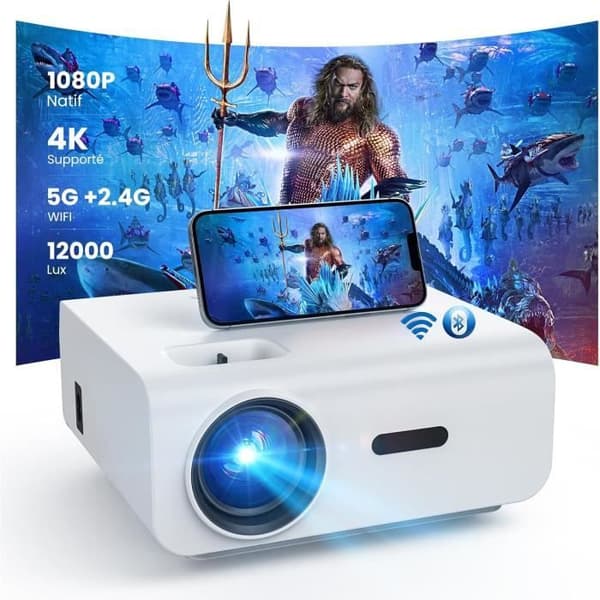 Projektor - HOPVISION - 4K - 12000 Lumen - Nativ 1080P - WiFi Bluetooth