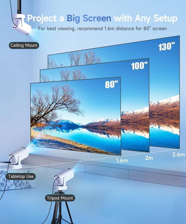 OBOSOE 4K Projektor - Android 12, Wi-Fi 6, Bluetooth