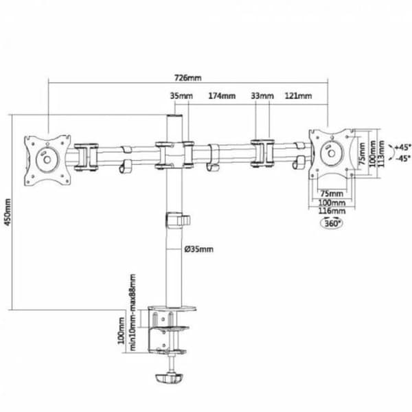 Skærm bord støtte Equip 650115 13"-27"