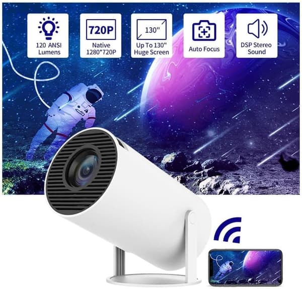 OBOSOE kannettava projektori HD 1080P iso näyttöpuhelin elokuvaprojektori monitoiminen langaton WiFi-projektori kotiin