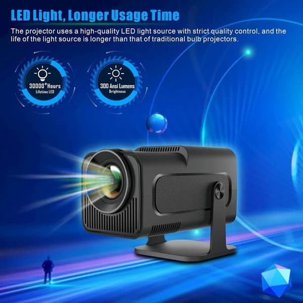 OBOSOE Mini 4K Understøttelse, Full HD 1080P Hjemmebiograf Beamer med Android 11.0 OS, Projektor LED Video WiFi6, Bluetooth