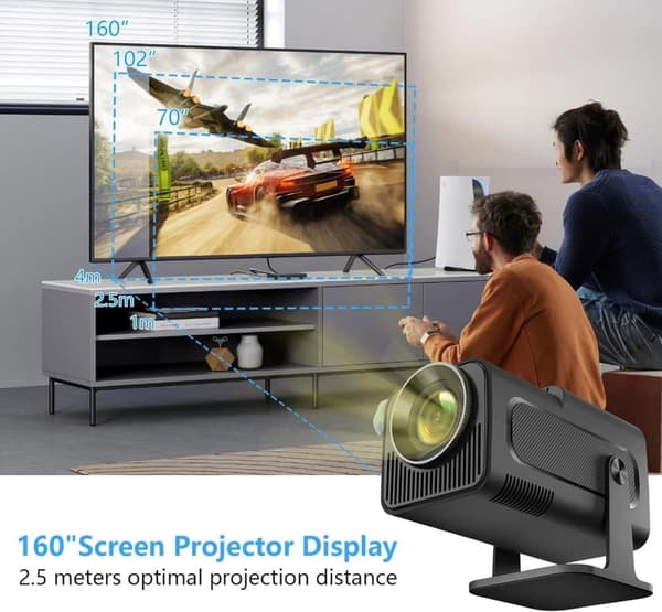 OBOSOE Mini 4K Understøttelse, Full HD 1080P Hjemmebiograf Beamer med Android 11.0 OS, Projektor LED Video WiFi6, Bluetooth
