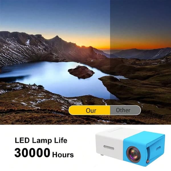 OBOSOE Miniprojektor, Bærbar LED Mini Multimedie, Fuld HD, 1080P, Hjemmebiograf, Filmprojektor, HDMI, USB, Udendørs filmprojektor