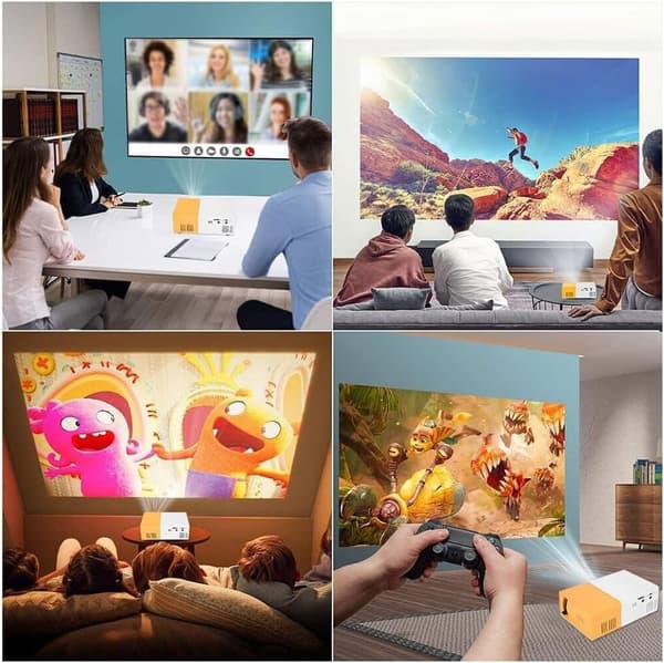 OBOSOE Miniprojektor, Bærbar LED Mini Multimedie, Fuld HD, 1080P, Hjemmebiograf, Filmprojektor, HDMI, USB, Udendørs filmprojektor
