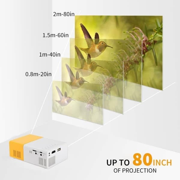 OBOSOE Miniprojektor, Bærbar LED Mini Multimedie, Fuld HD, 1080P, Hjemmebiograf, Filmprojektor, HDMI, USB, Udendørs filmprojektor