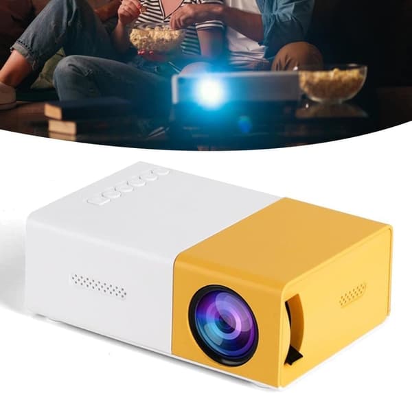 OBOSOE Miniprojektor, Bærbar LED Mini Multimedie, Fuld HD, 1080P, Hjemmebiograf, Filmprojektor, HDMI, USB, Udendørs filmprojektor Gul