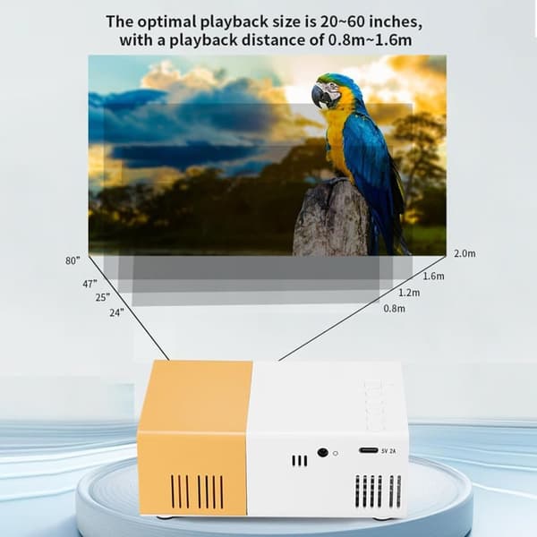 Lollanda Mini Projektor, Bærbar Hjemmebiograf med 1080p og Stereo Lyd