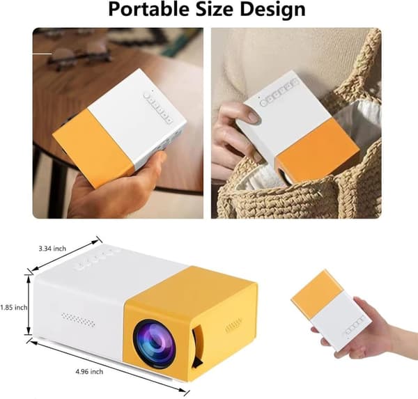 Lollanda Full HD Mini Projektor – 1080p, kompakt og bærbar med 60" skærm