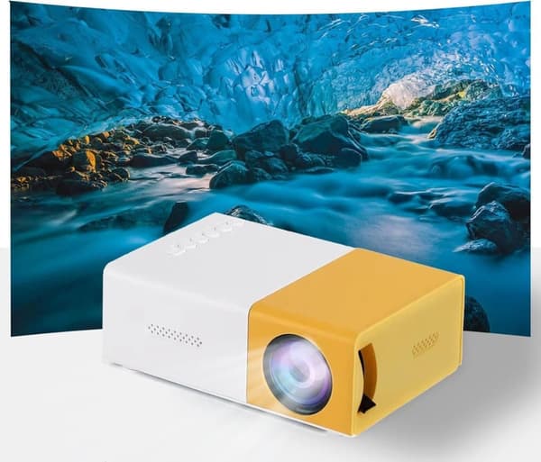 Lollanda Full HD Mini Projektor – 1080p, kompakt og bærbar med 60" skærm Gul