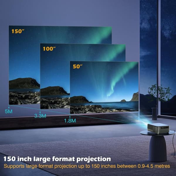 NÖRDIC 4K Projektor 500ANSI  resolution 080P Dual band Bluetooth