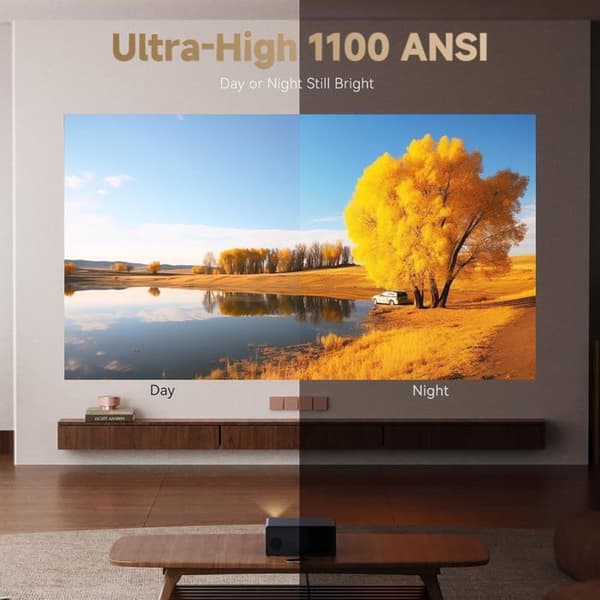 4K Videoprojektor 1100 ANSI Google TV Officiell Netflix, Automatisk Fokusering Keystone Videoprojektor, WiFi Bluetooth Bärbar Videoprojektor