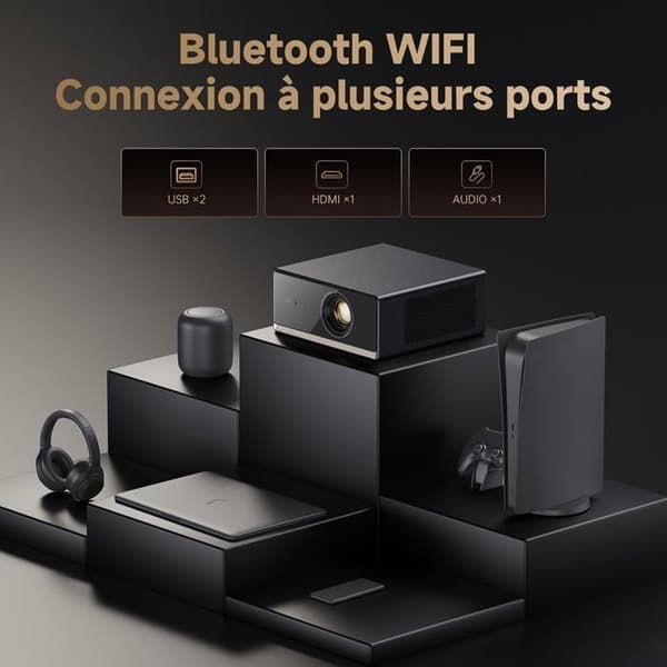 4K Videoprojektor 1100 ANSI Google TV Officiell Netflix, Automatisk Fokusering Keystone Videoprojektor, WiFi Bluetooth Bärbar Videoprojektor