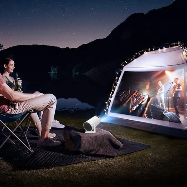 Professionel 4K Android 11-projektor – 9000 lumen, 1080p Full HD, WiFi/Bluetooth, 300" billede, 360° lyd, automatisk justering, Google Play