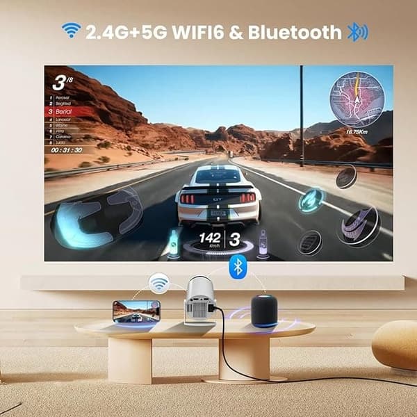 HY300 Pro 4K Smart Mini Projektor – Android 11, WiFi 5G & Bluetooth 5.2, 160ANSI, 180° Roterbar, Auto Keystone