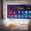 Miniatyrbild 4 av 9: HY300 Pro 4K Smart Mini Projektor – Android 11, WiFi 5G & Bluetooth 5.2, 160ANSI, 180° Roterbar, Auto Keystone