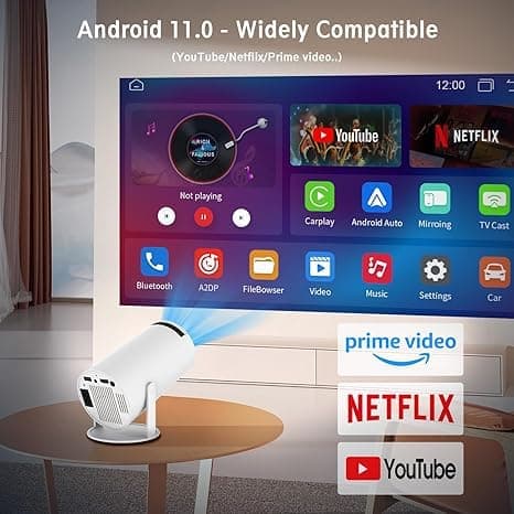 HY300 Pro 4K Smart Mini Projektor – Android 11, WiFi 5G & Bluetooth 5.2, 160ANSI, 180° Roterbar, Auto Keystone
