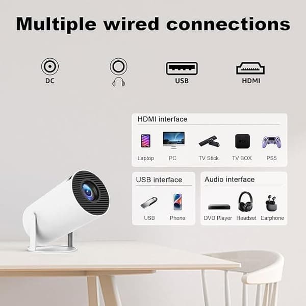 HY300 Pro 4K Smart Mini Projektor – Android 11, WiFi 5G & Bluetooth 5.2, 160ANSI, 180° Roterbar, Auto Keystone