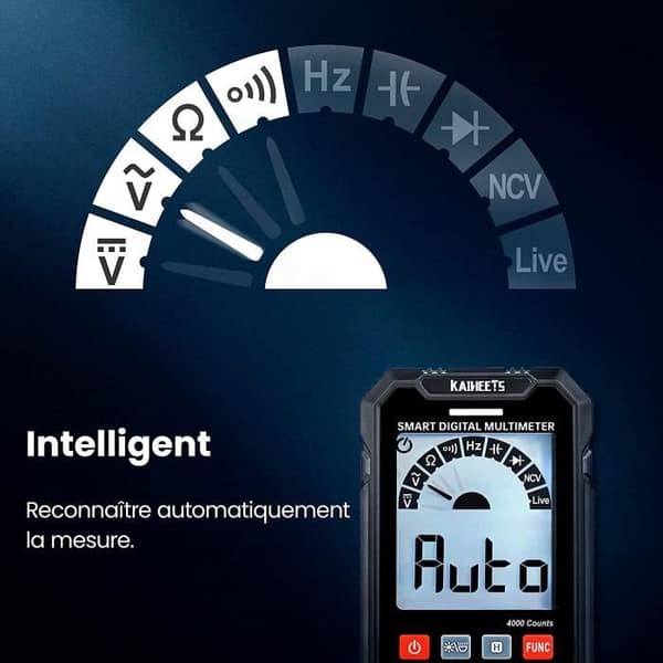 KAIWEETS 4000 Count TRMS Auto Range Digital Multimeter, Multimeter, Voltmeter, Mät spänning, Kontinuitet, Kapacit A16