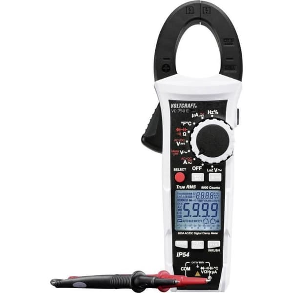 Strömtång, VOLTCRAFT VC-750 E VC-750 E digital multimeter skyddad mot vattenstänk (IP54) CAT IV