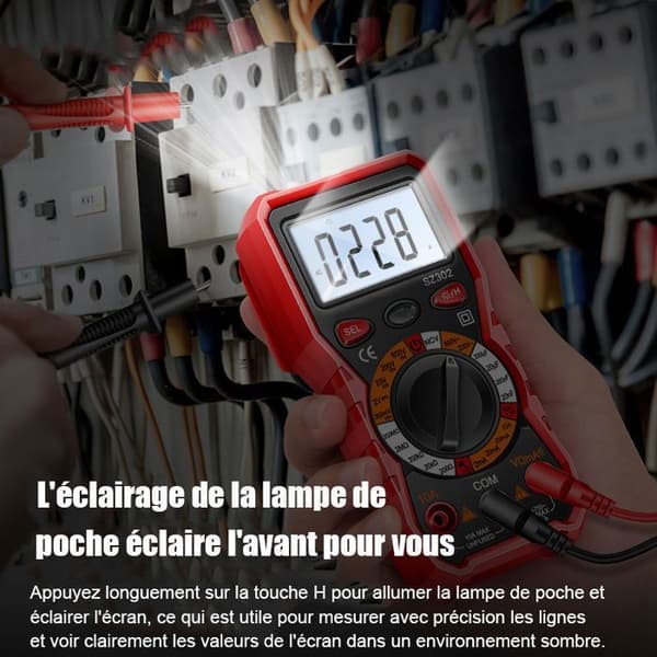 Digital multimeter, Digital multimeter, Multifunktionsvoltmeter 2000 räkningar, Elektrisk testare, Ohmmeter, Mäter AC/DC-spänning