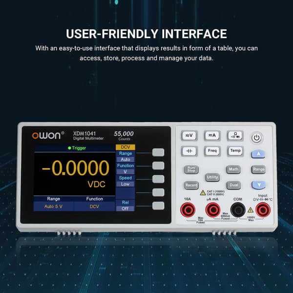 XDM1041 USB digitalt multimeter 55000 tæller Universal Desktop Multimetre med høj nøjagtighed og 3,5-tommer TFT LCD-skærm, EU-stik