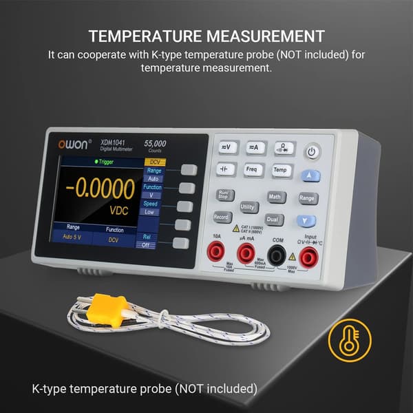XDM1041 USB digitalt multimeter 55000 tæller Universal Desktop Multimetre med høj nøjagtighed og 3,5-tommer TFT LCD-skærm, EU-stik