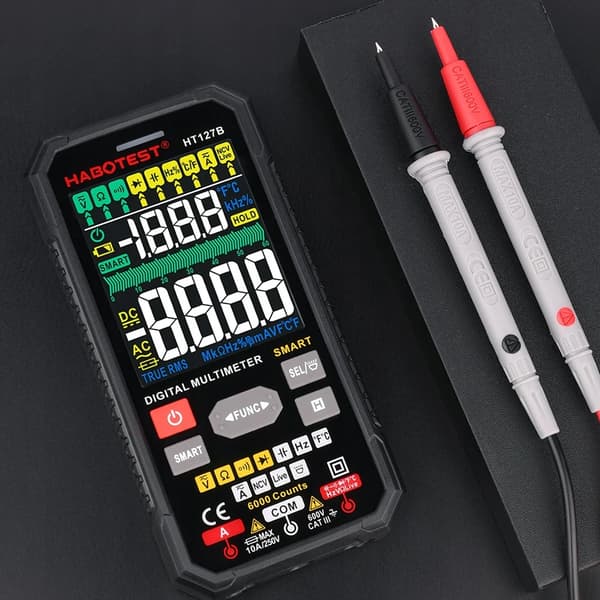 DIGITAL UNIVERSAL MULTIMETER TRUE RMS NCV TERMOKOPPEL KABLER CASE BATTERIER