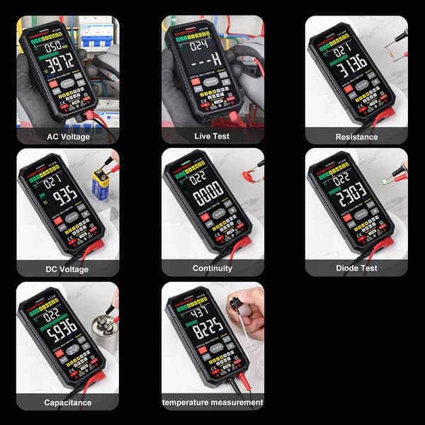 DIGITAL UNIVERSAL MULTIMETER TRUE RMS NCV TERMOKOPPEL KABLER CASE BATTERIER