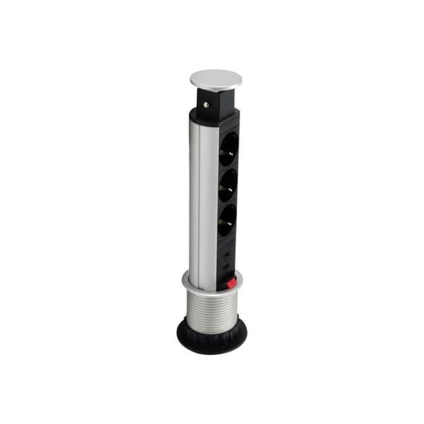 utrusta Desktop Pop-up Strömuttag Nätdistributionsenhet AC 250V 3500 Watt Utgångar: 3 (IEC 23-16-VII -... Svart, Silver