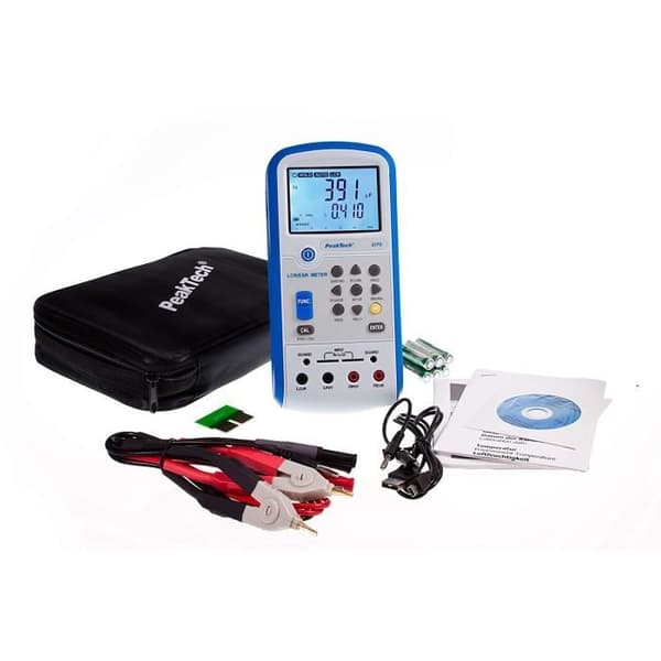 PeakTech 2170 - LCR-ESR-mätare, LCR och ESR-mätinstrument, med USB, programvara medföljer, automatisk LCR-detektion,