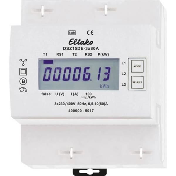 Trefas energimätare Eltako DSZ15DE-3x80A 28380615 digital 80 A