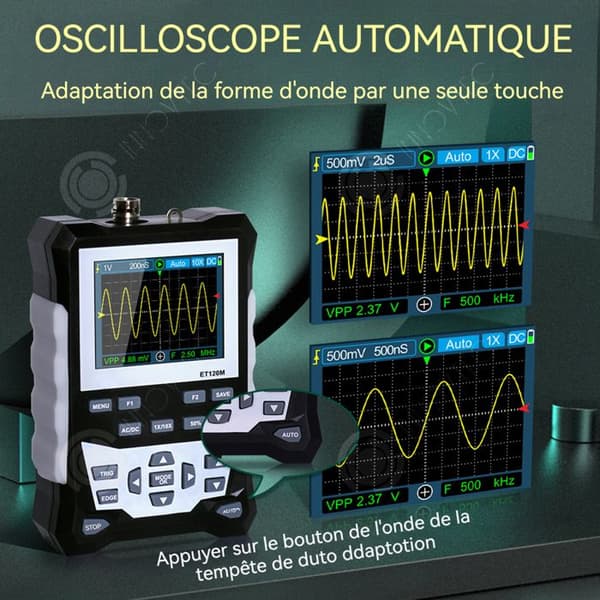 INN Osilloskop 124x80x35mm bärbar analog oscilloskop med färgskärm 120MHz vit bakgrundsbelysning 8 ljusstyrkenivåer