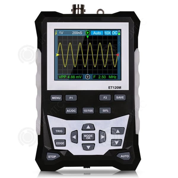 INN Osilloskop 124x80x35mm bärbar analog oscilloskop med färgskärm 120MHz vit bakgrundsbelysning 8 ljusstyrkenivåer