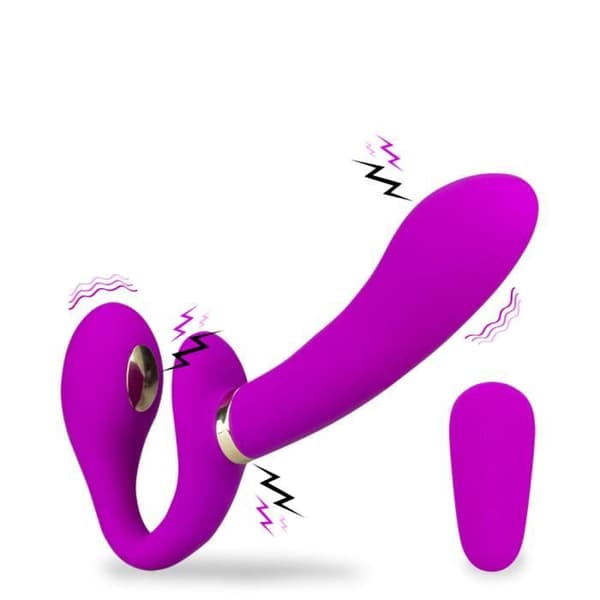 Vibrerande strapon med elektrostimulering Authority Purple