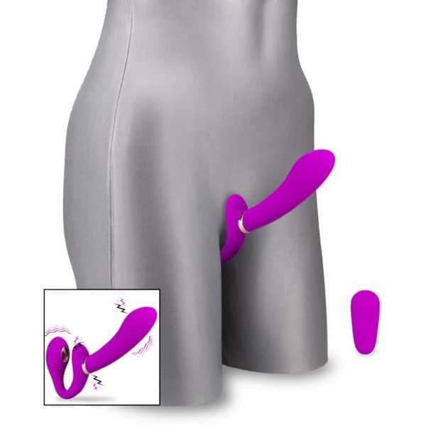 Vibrerande strapon med elektrostimulering Authority Purple