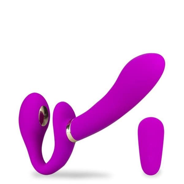 Vibrerande strapon med elektrostimulering Authority Purple