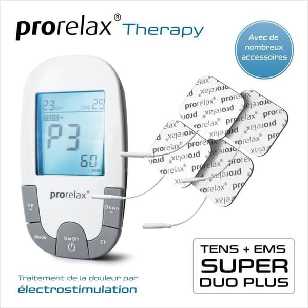 prorelax TENS/EMS Super Duo Plus | Elektrostimuleringsanordning | 2 behandlingar med en enhet