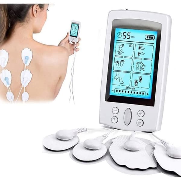 Elektrostimulator - TENS - EMS - 16 program - 20 intensitetsnivåer - Uppladdningsbar vit